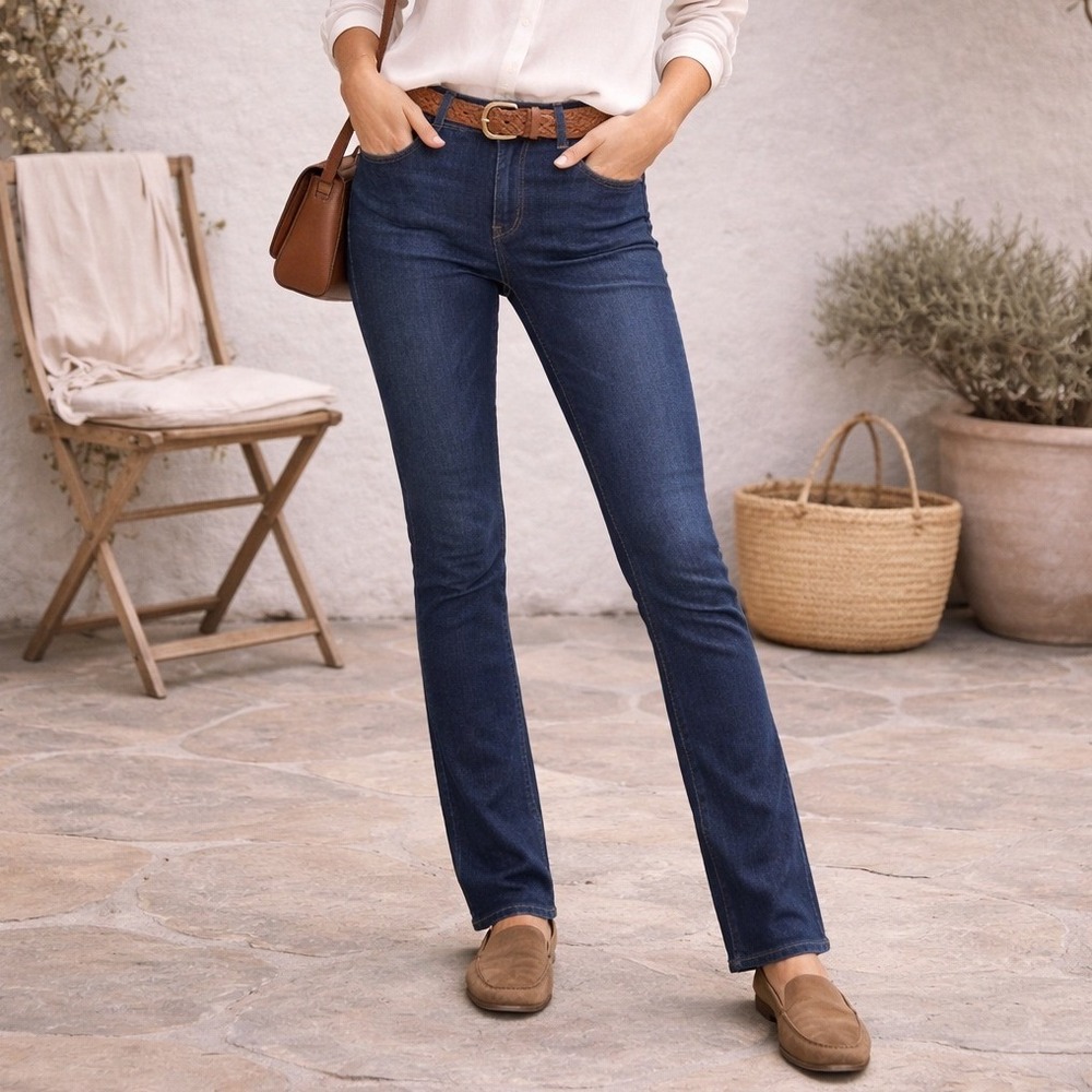 Mott & Bow High-Rise Skinny Jeans Dark Indigo Blue Size 25 Tencel Stretch Denim
